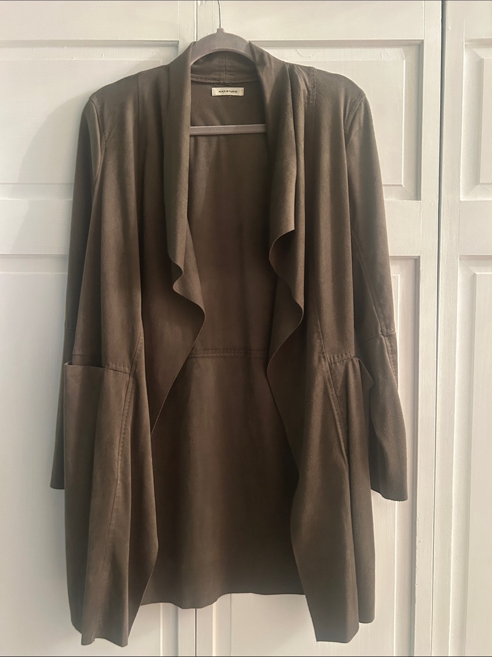 Women’s Brown Open Front Drape Jacket